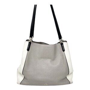 Kate Spade Jackson Pebbled Leather Satchel - Off White, Black & Grey